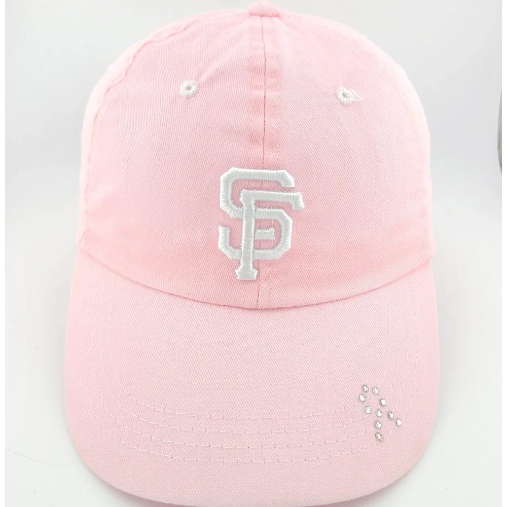 BWM Global San Francisco Giants Baseball Cap Mens Pink Rhinestone Genentech Hat